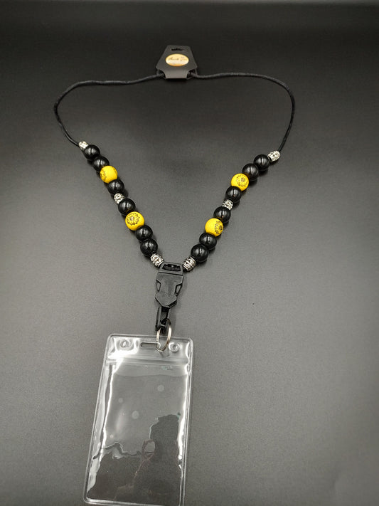 Handmade Black and Sunflower Lanyard - Product Code 1026