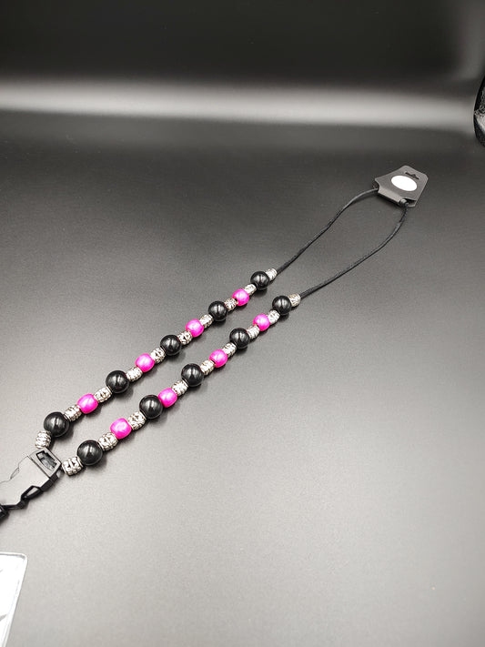 Handmade Black and Pink Lanyard - Product Code 1022