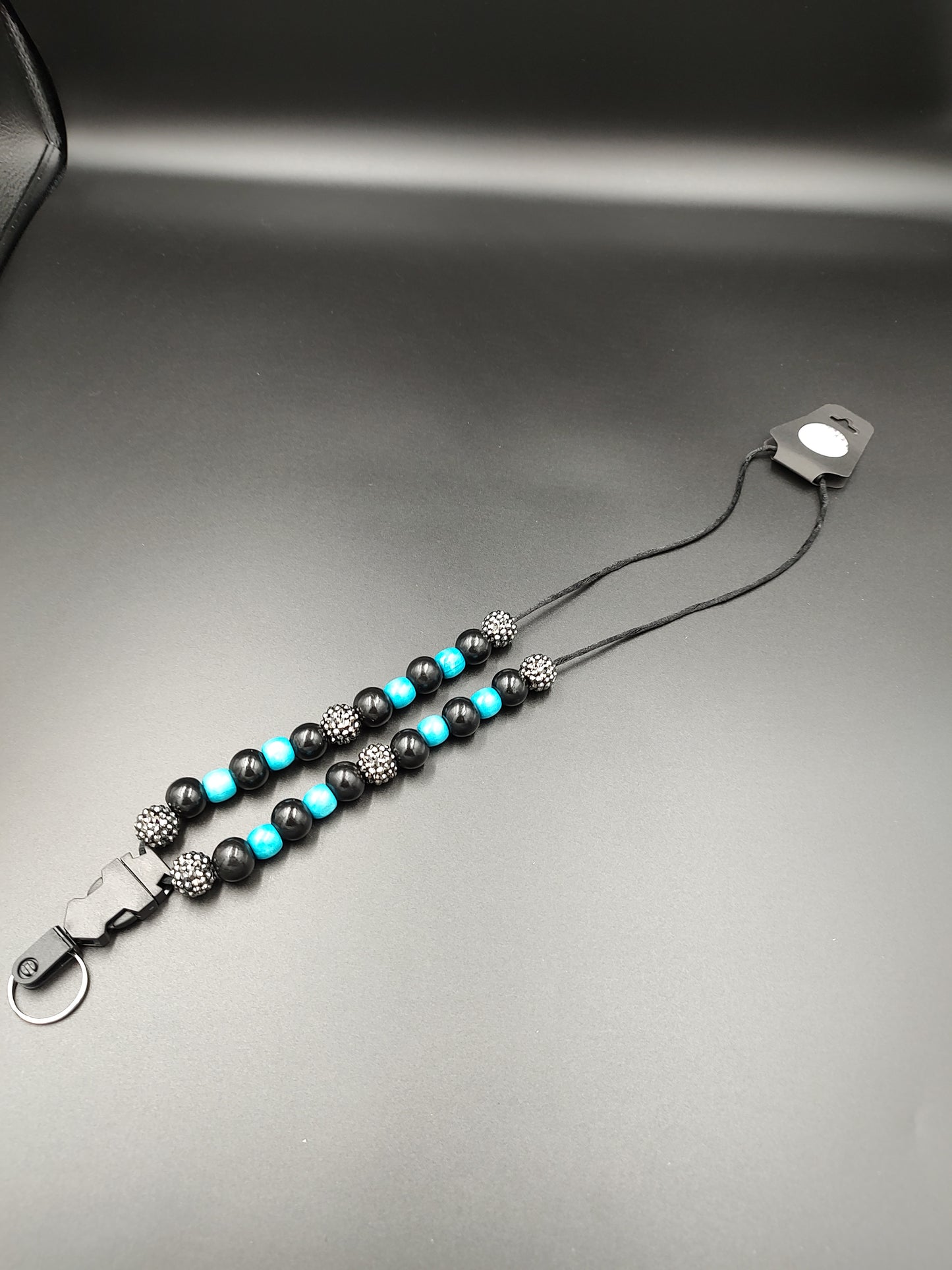 Handmade Black and Turquoise Lanyard - Product Code 1018