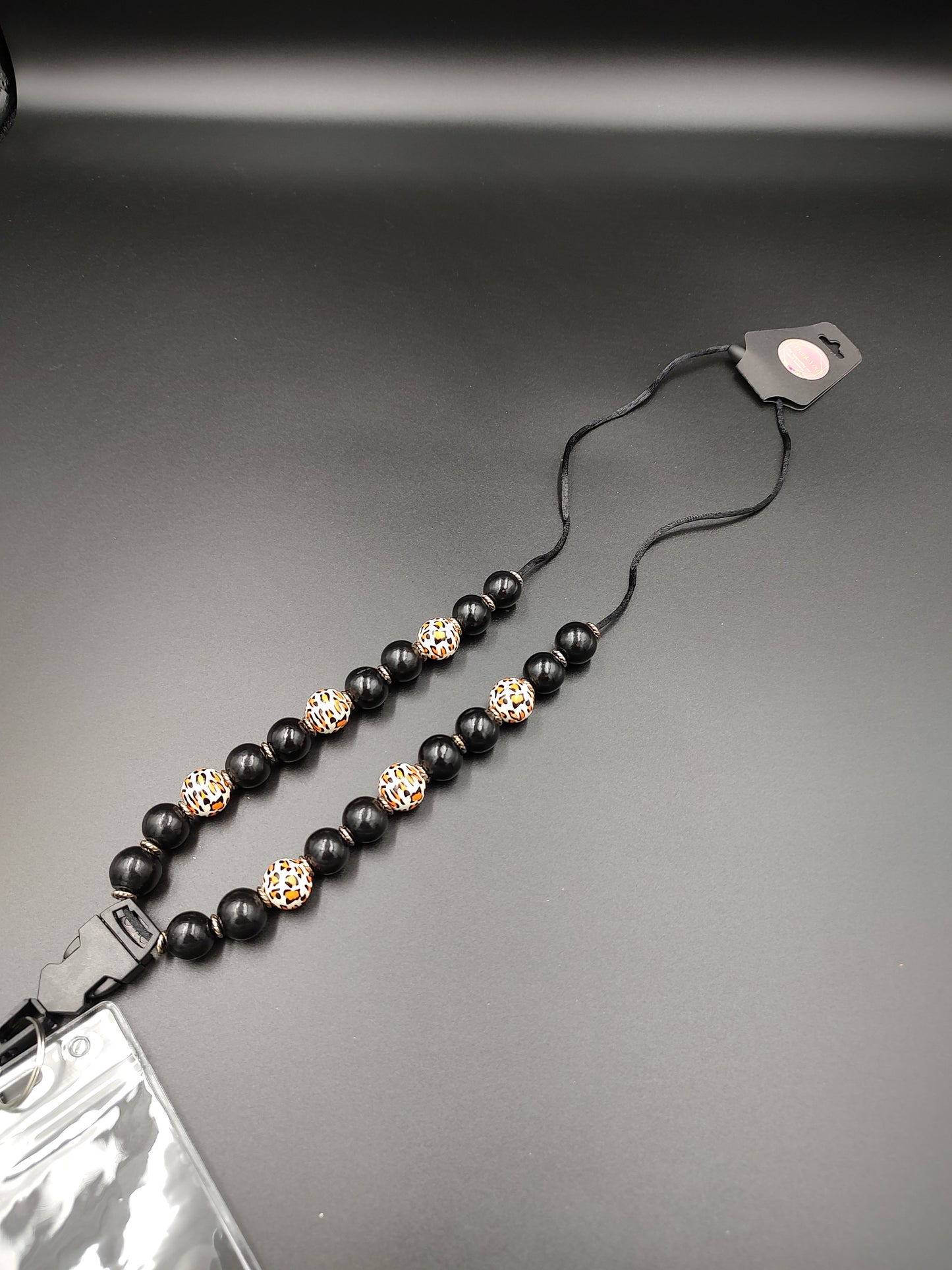 Handmade Black and Cheetah Print Lanyard - Product Code 1010